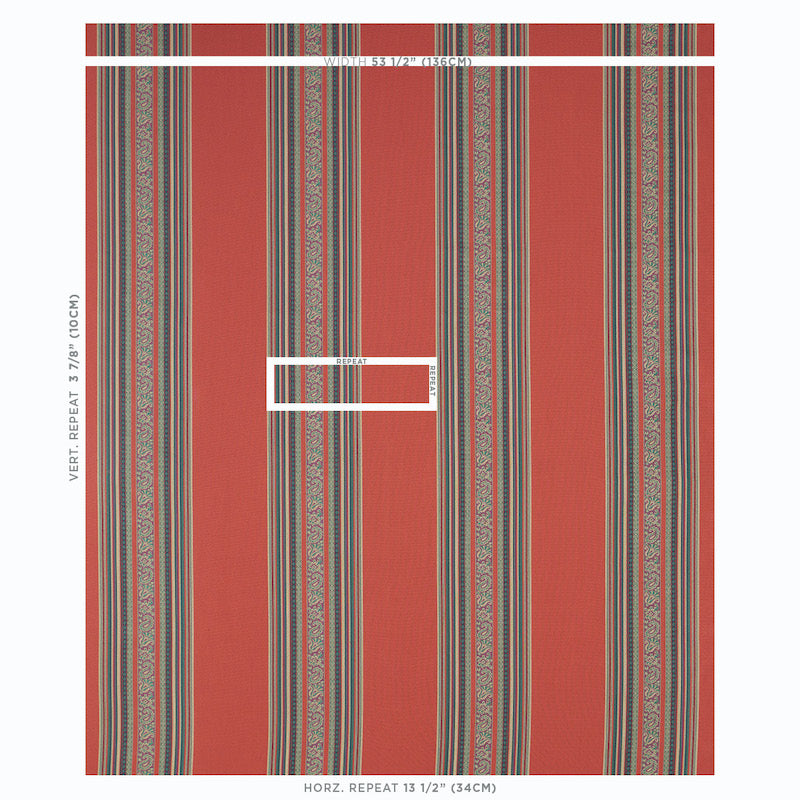 Schumacher Markova Stripe Red Fabric - Eade's Wallpaper