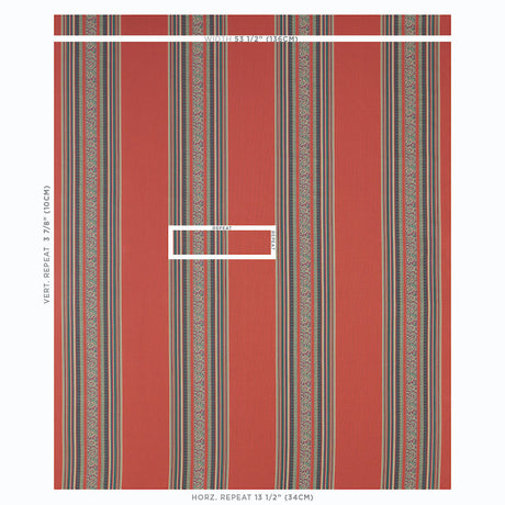 Schumacher Markova Stripe Red Fabric - Eade's Wallpaper