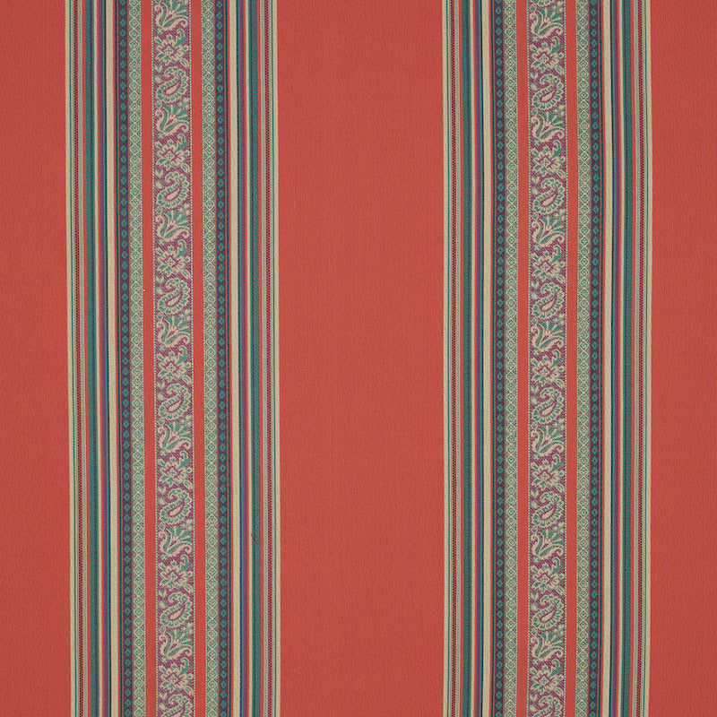 Schumacher Markova Stripe Red Fabric - Eade's Wallpaper