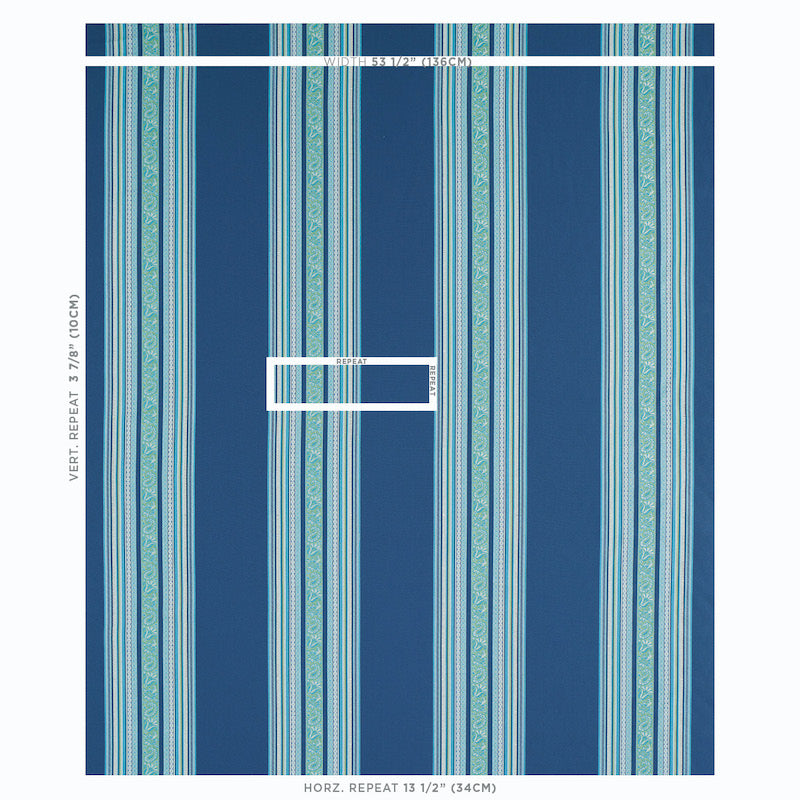 Schumacher Markova Stripe Navy Fabric - Eade's Wallpaper