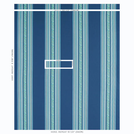 Schumacher Markova Stripe Navy Fabric - Eade's Wallpaper