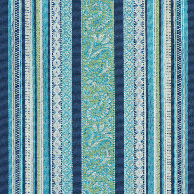 Schumacher Markova Stripe Navy Fabric - Eade's Wallpaper