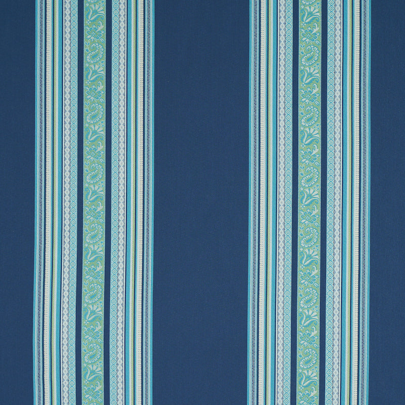 Schumacher Markova Stripe Navy Fabric - Eade's Wallpaper