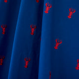 Schumacher Lobster Embroidery Navy Fabric - Eade's Wallpaper