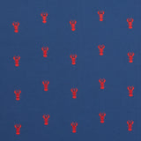 Schumacher Lobster Embroidery Navy Fabric - Eade's Wallpaper