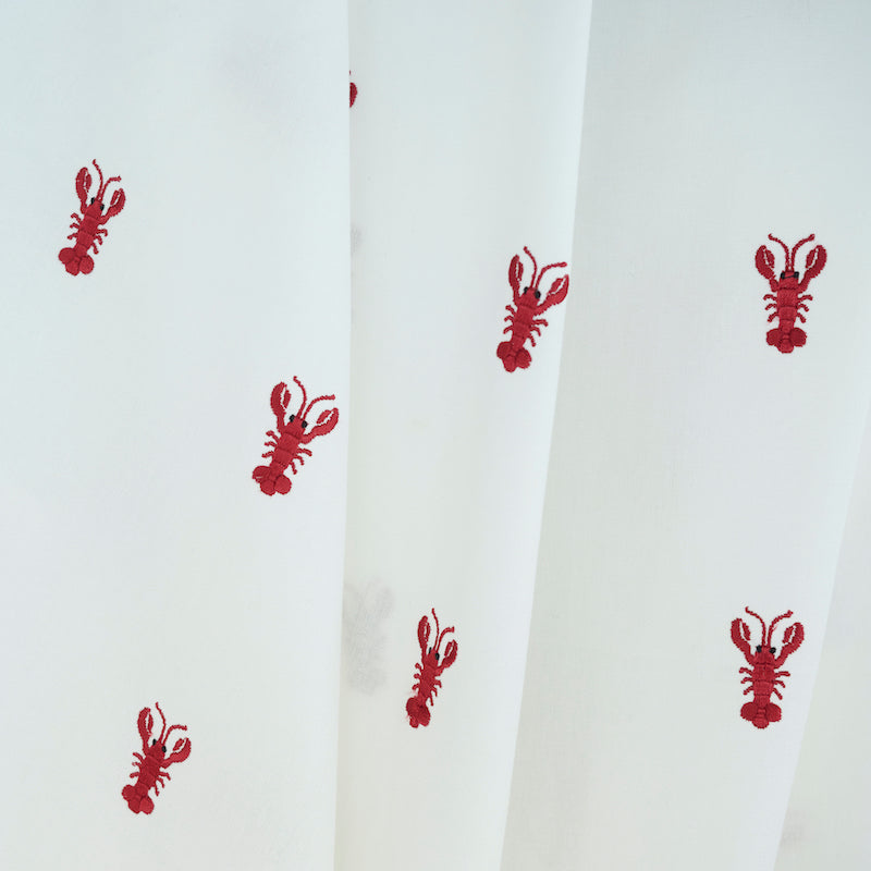 Schumacher Lobster Embroidery White Fabric - Eade's Wallpaper