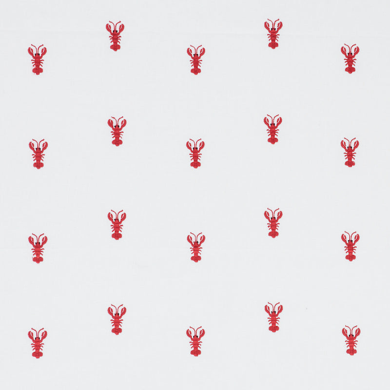 Schumacher Lobster Embroidery White Fabric - Eade's Wallpaper