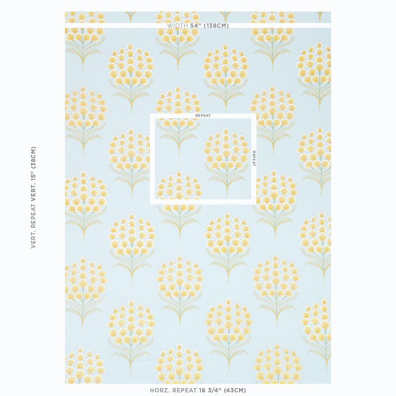 Schumacher Aurelia Embroidery Sky Fabric