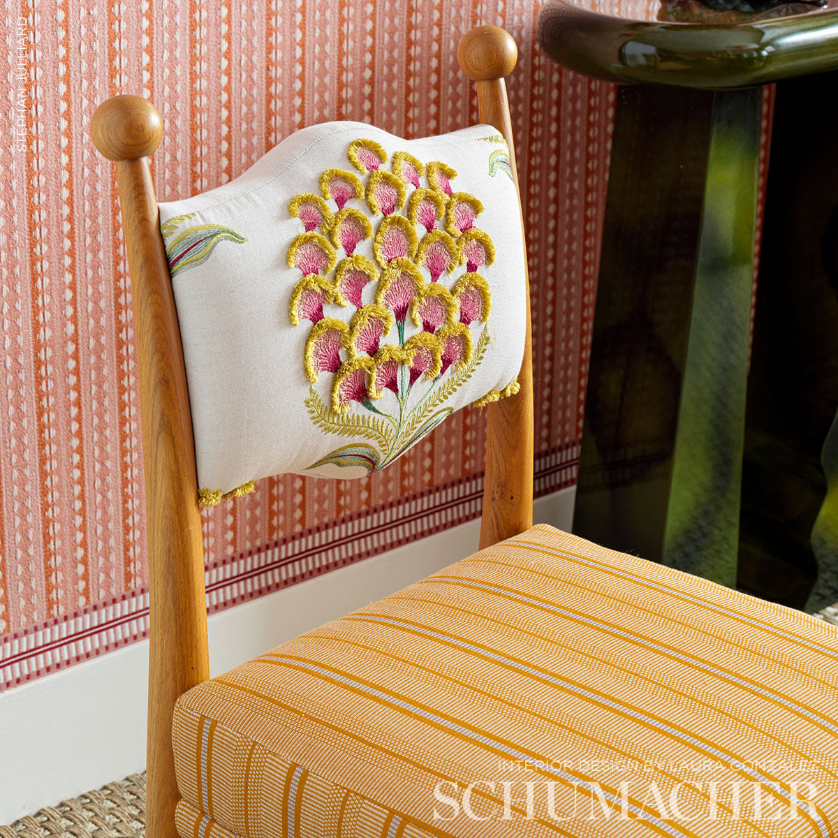 Schumacher Aurelia Embroidery Natural Fabric