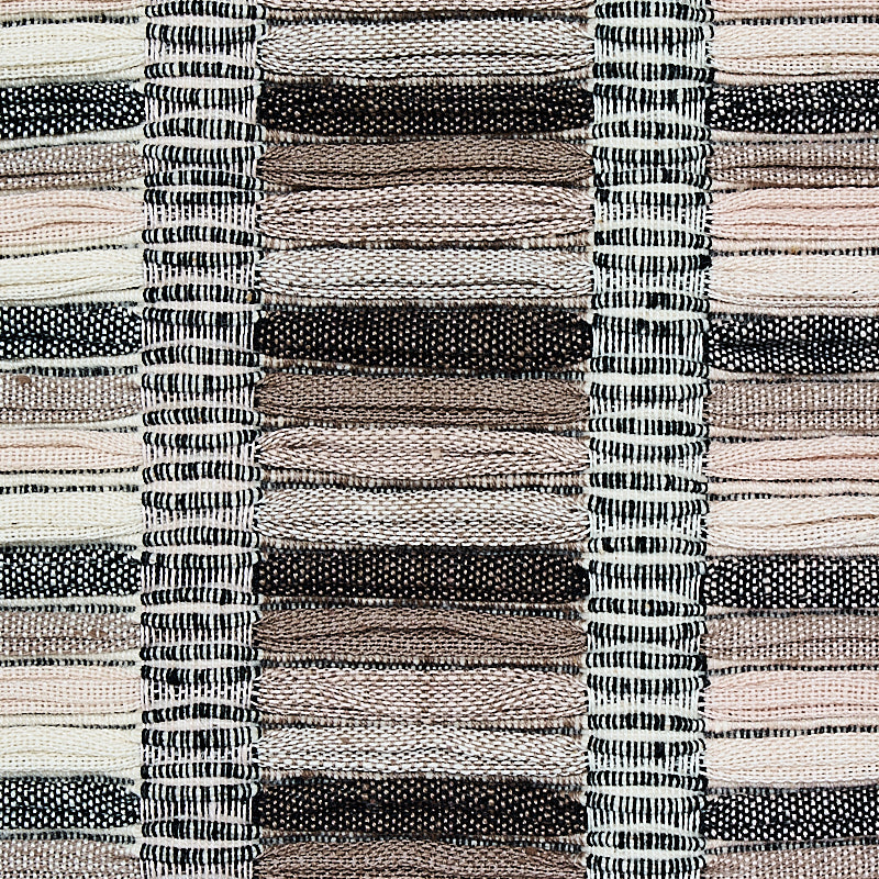 Schumacher Palopo Hand Woven Stripe Black Fabric - Eade's Wallpaper