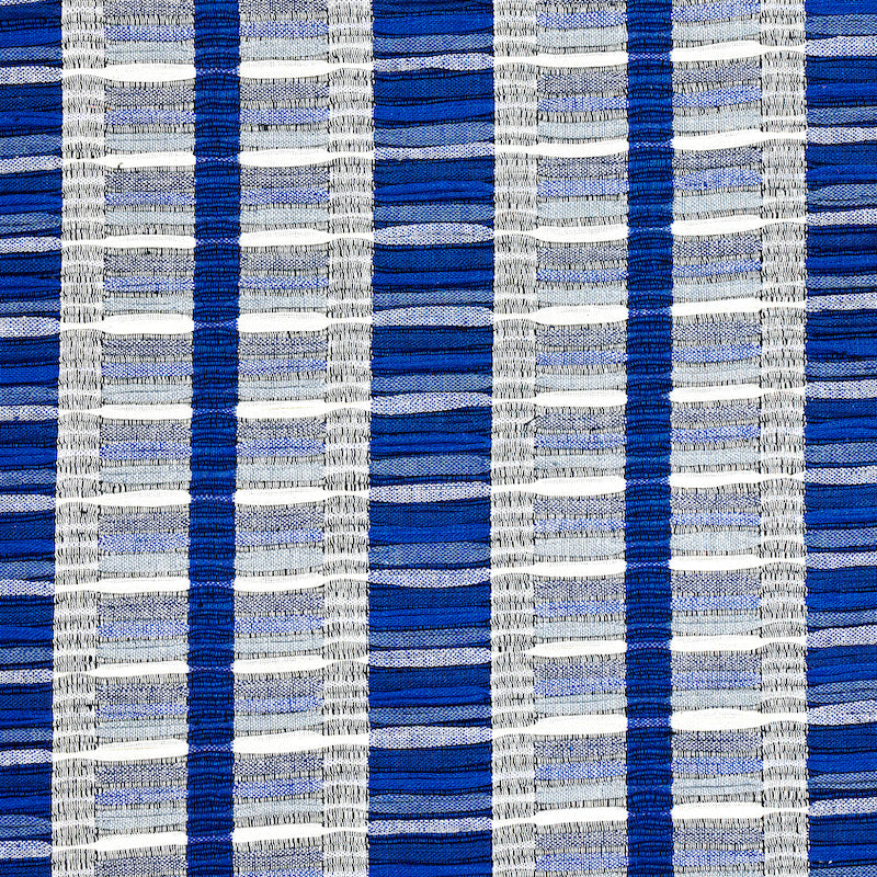 Schumacher Palopo Hand Woven Stripe Azul Fabric - Eade's Wallpaper
