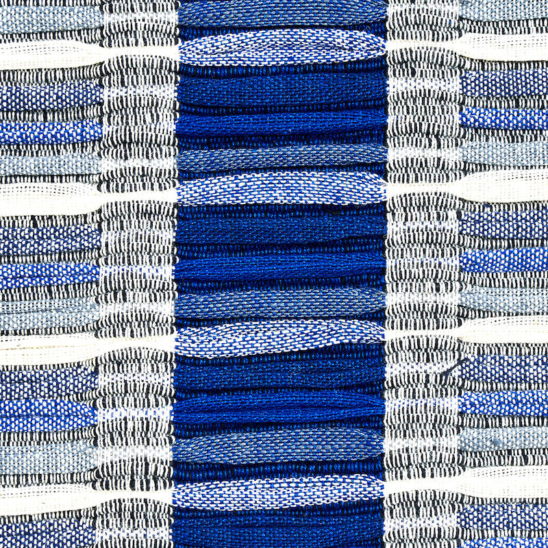Schumacher Palopo Hand Woven Stripe Azul Fabric - Eade's Wallpaper
