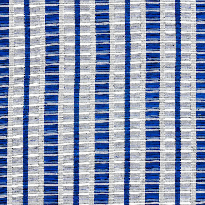 Schumacher Palopo Hand Woven Stripe Azul Fabric - Eade's Wallpaper