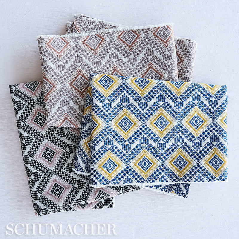 Schumacher Ocosito Hand Woven Blue Fabric - Eade's Wallpaper
