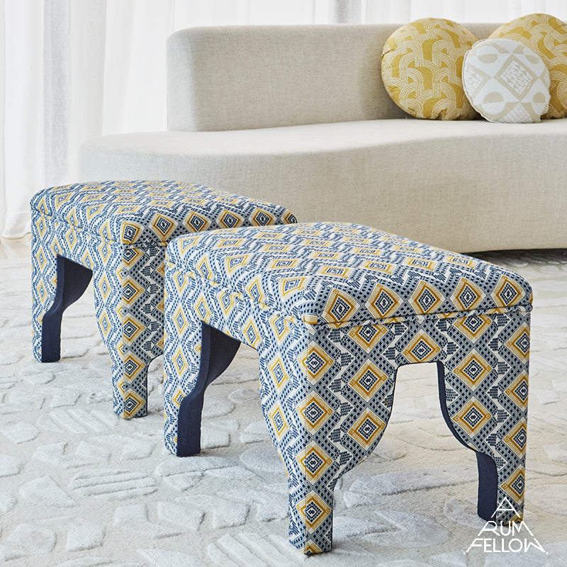Schumacher Ocosito Hand Woven Blue Fabric - Eade's Wallpaper