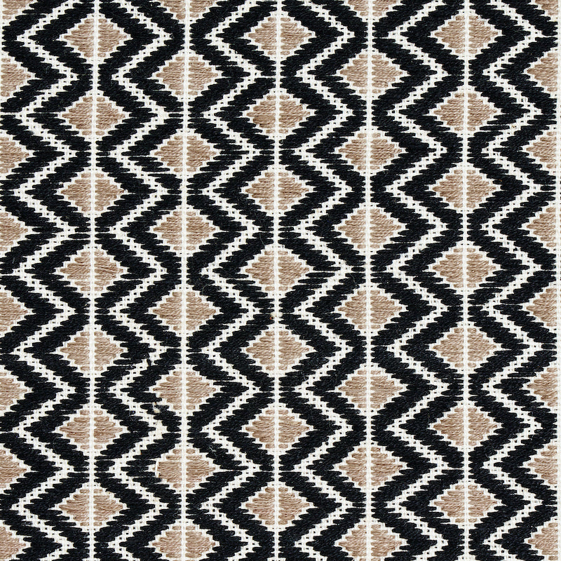 Schumacher Pinula Hand Woven Black Fabric - Eade's Wallpaper