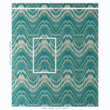 Schumacher Tauride Épinglé Peacock Fabric - Eade's Wallpaper