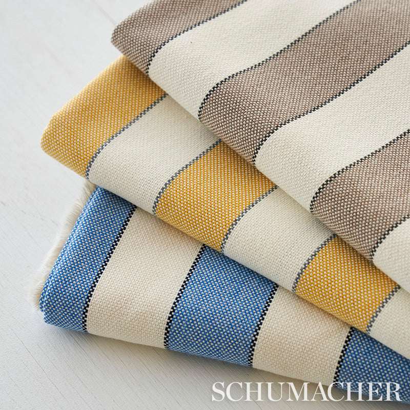 Schumacher Blumont Stripe Indoor/Outdoor Stone Fabric