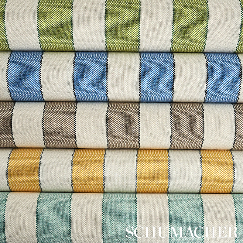 Schumacher Blumont Stripe Indoor/Outdoor Stone Fabric