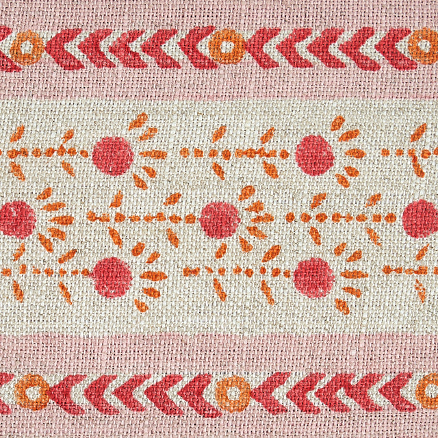 Schumacher 79100 PICA BELLA HAND BLOCKED TAPE in PINK & ORAN