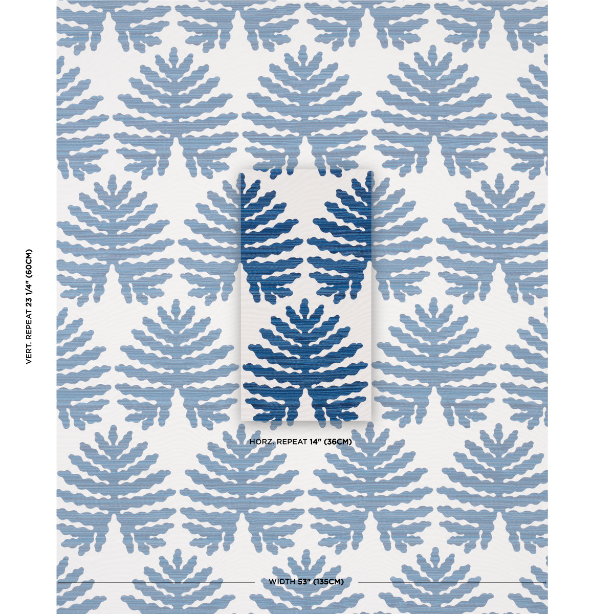 Schumacher Palma Sola Indoor/Outdoor Navy Fabric - Eade's Wallpaper