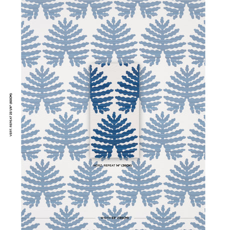 Schumacher Palma Sola Indoor/Outdoor Navy Fabric - Eade's Wallpaper