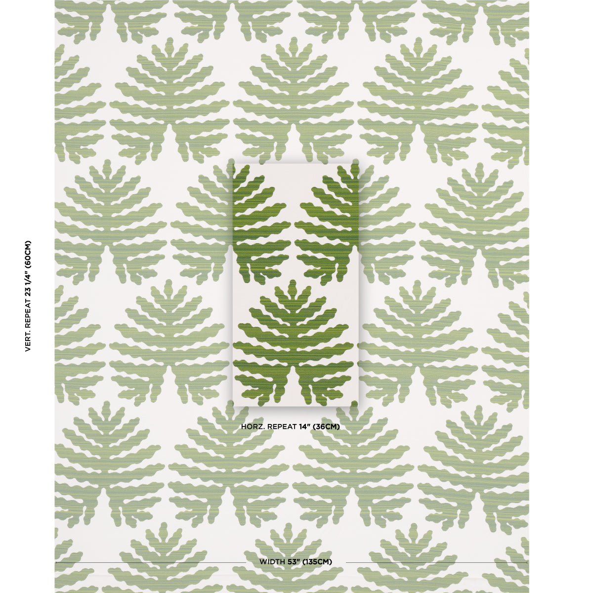Schumacher Palma Sola Indoor/Outdoor Green Fabric - Eade's Wallpaper