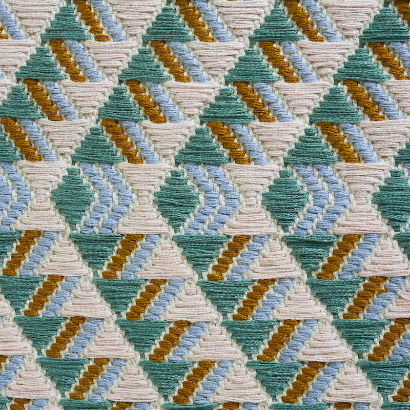 Schumacher Amates Hand Woven Brocade Duck Egg Fabric