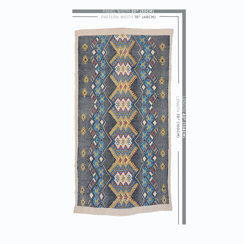 Schumacher Kaya Hand Woven Brocade Blue Fabric