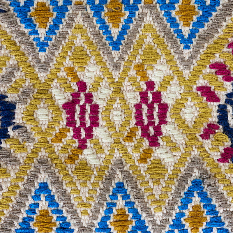 Schumacher Kaya Hand Woven Brocade Blue Fabric