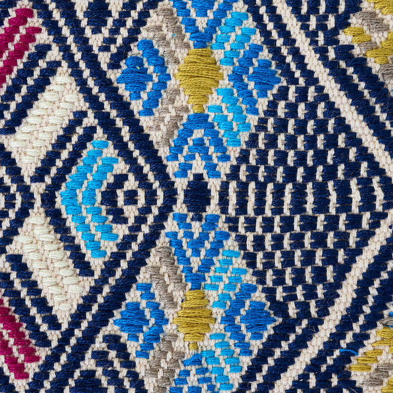 Schumacher Kaya Hand Woven Brocade Blue Fabric