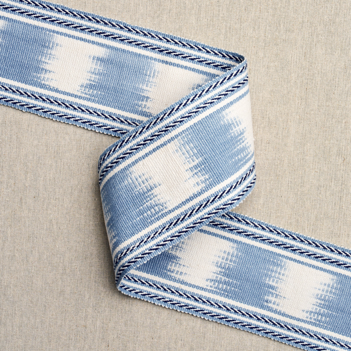 Schumacher 79304 BANYAN IKAT TAPE in SKY Trim - PERENNIAL FA