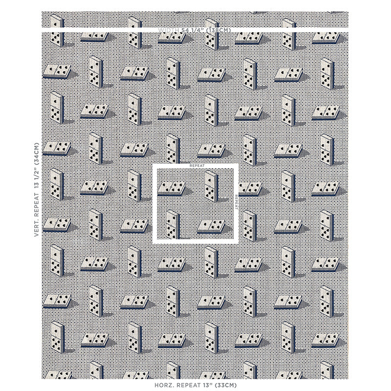 Schumacher Domino Épinglé Blue Fabric