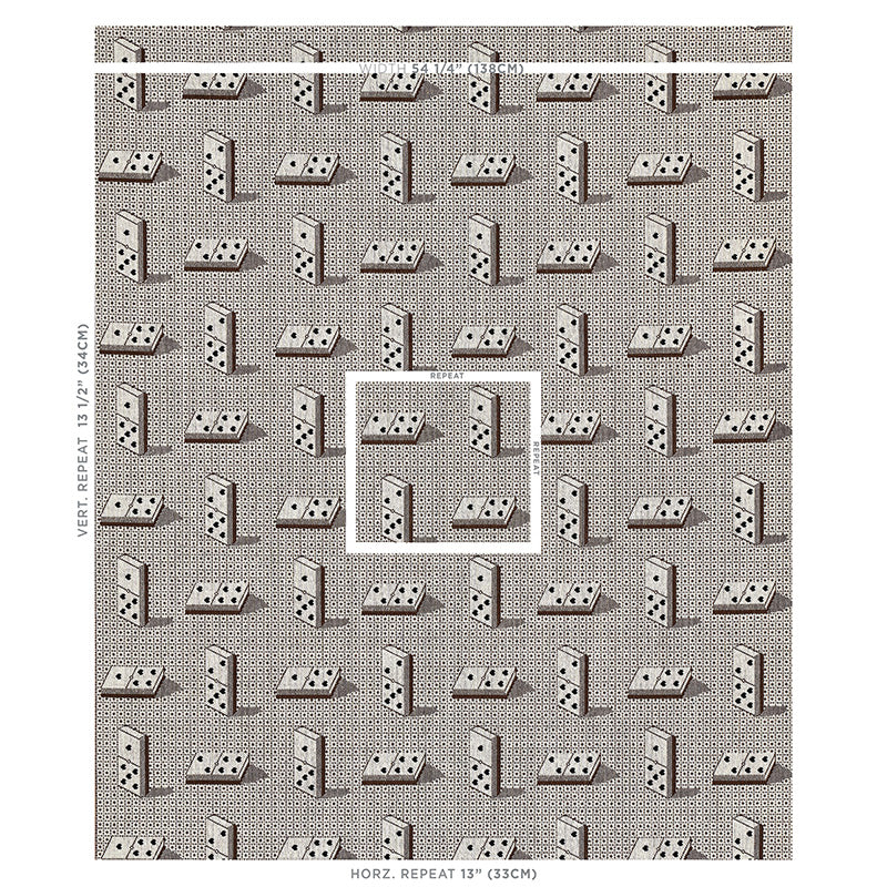 Schumacher Domino Épinglé Brown Fabric
