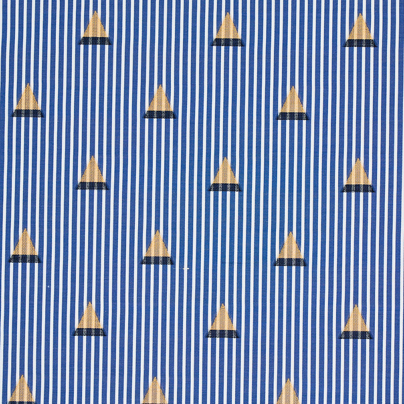 Schumacher Ludus Stripe Blue Fabric - Eade's Wallpaper