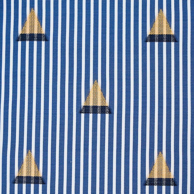 Schumacher Ludus Stripe Blue Fabric - Eade's Wallpaper