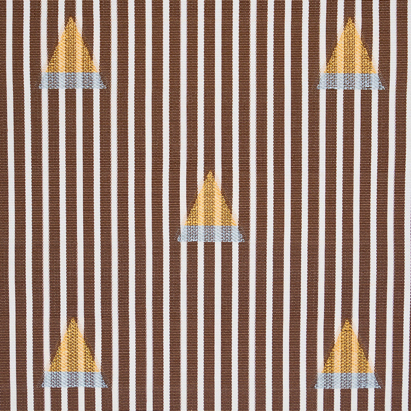 Schumacher Ludus Stripe Brown Fabric - Eade's Wallpaper