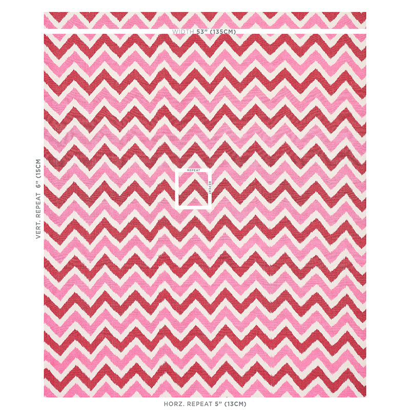 Schumacher Vedado Ikat Pink Fabric - Eade's Wallpaper