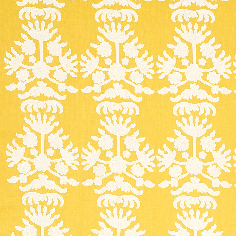 Schumacher Cybele Embroidery Yellow Fabric