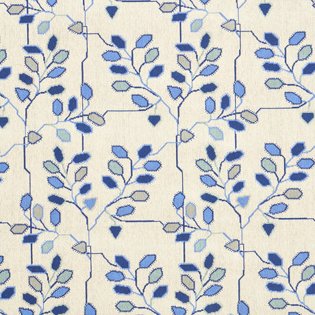 Schumacher Tumble Weed Épinglé Delft Blue Fabric - Eade's Wallpaper