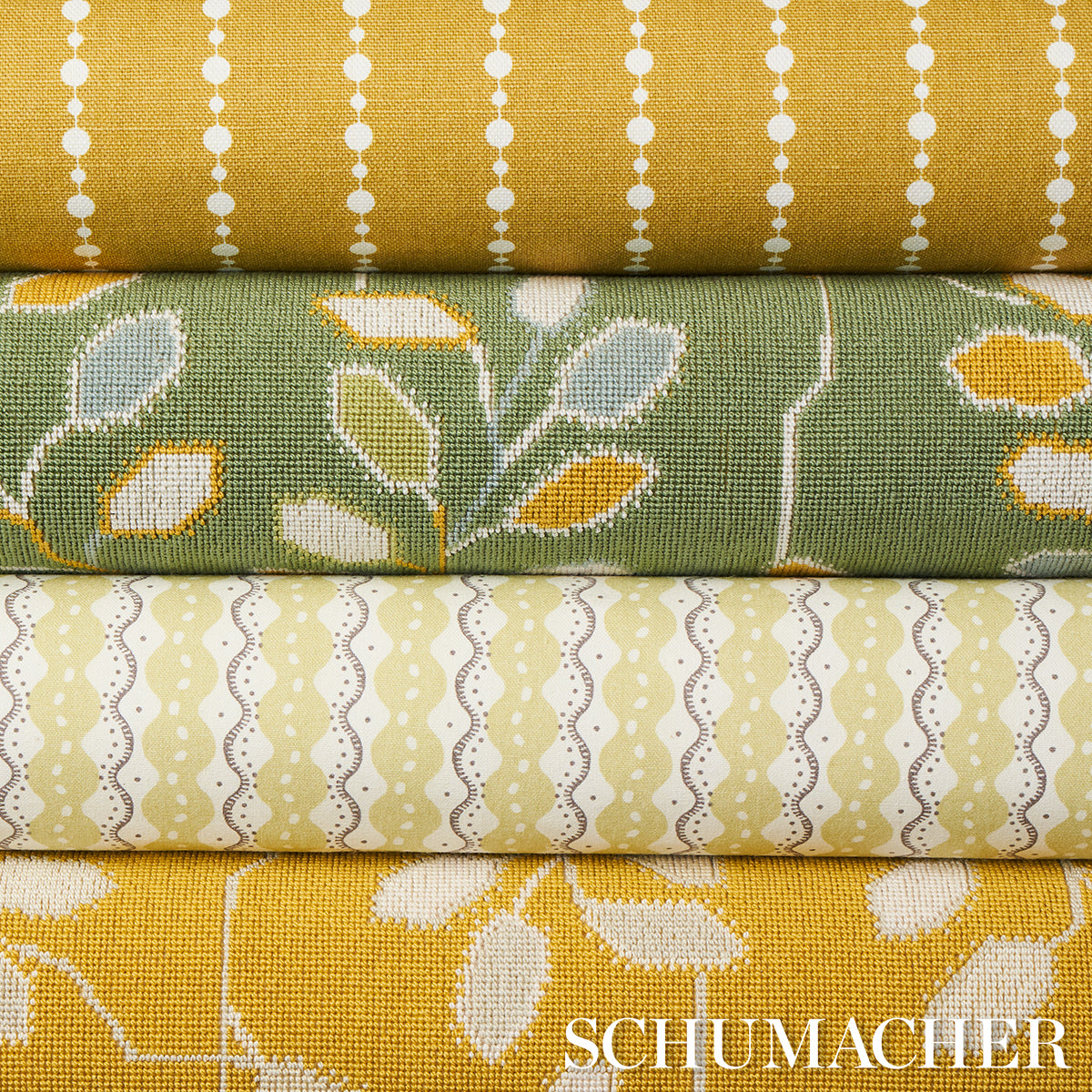 Schumacher Tumble Weed Épinglé Meadow Green Fabric - Eade's Wallpaper