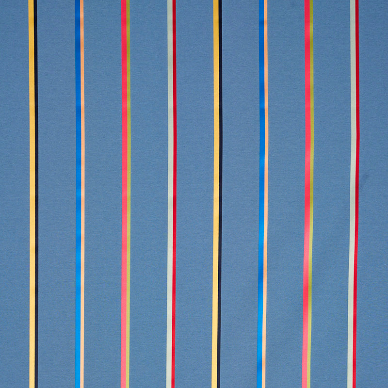Schumacher Larivey Stripe Slate Fabric - Eade's Wallpaper