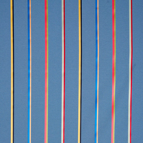 Schumacher Larivey Stripe Slate Fabric - Eade's Wallpaper