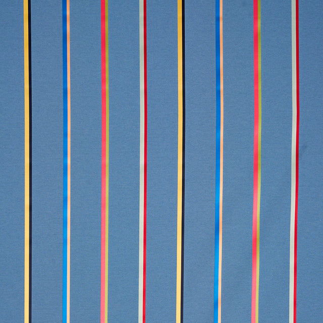 Schumacher Larivey Stripe Slate Fabric - Eade's Wallpaper