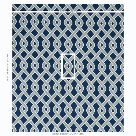 Schumacher Cleo Trellis Indoor/Outdoor Blue Fabric