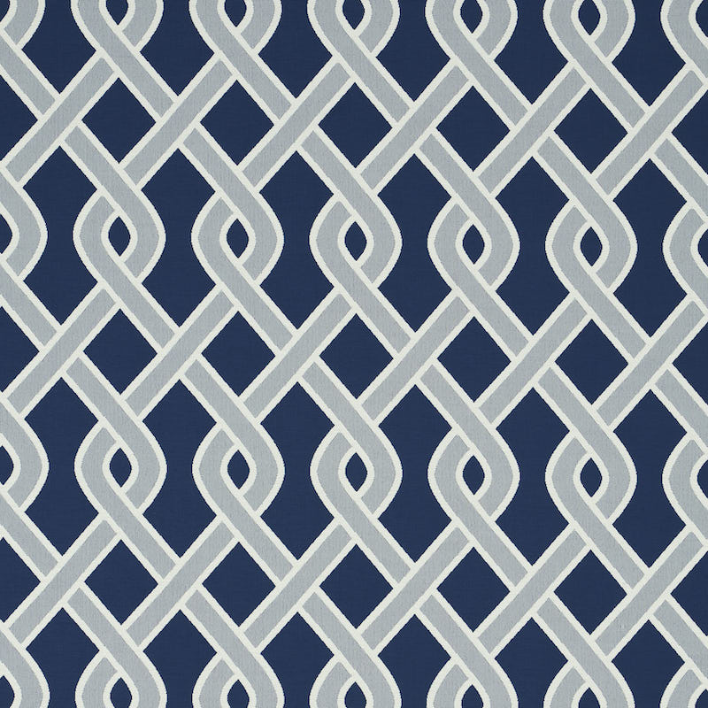 Schumacher Cleo Trellis Indoor/Outdoor Blue Fabric