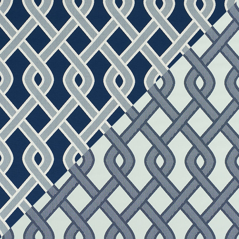 Schumacher Cleo Trellis Indoor/Outdoor Blue Fabric