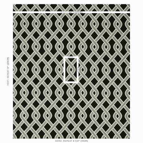 Schumacher Cleo Trellis Indoor/Outdoor Black Fabric