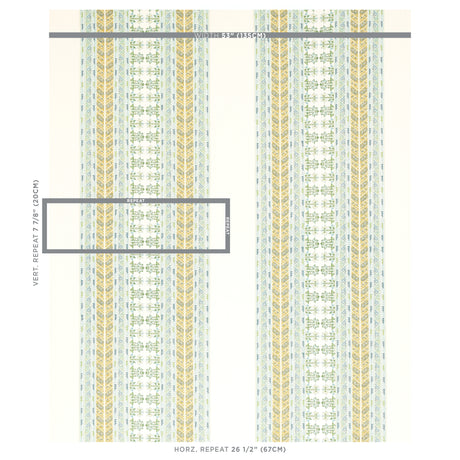 Schumacher Vinka Embroidery Mineral & Ivory Fabric - Eade's Wallpaper