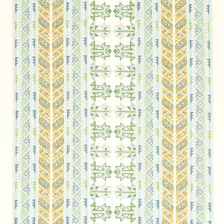 Schumacher Vinka Embroidery Mineral & Ivory Fabric - Eade's Wallpaper